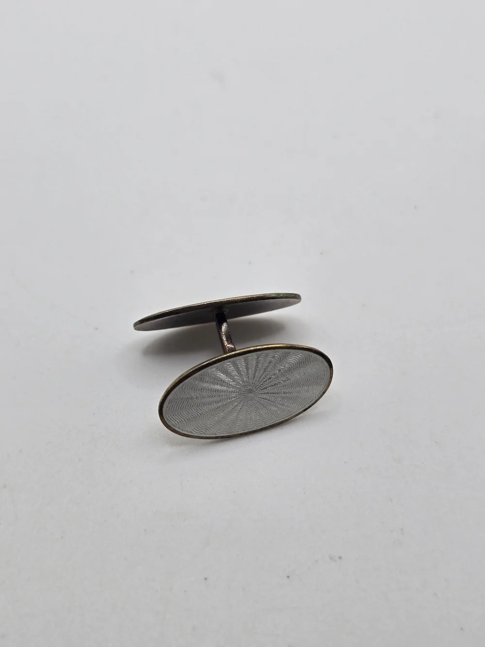 Vintage Norway Enamel Oval Sterling Silver Guilloche Cufflinks